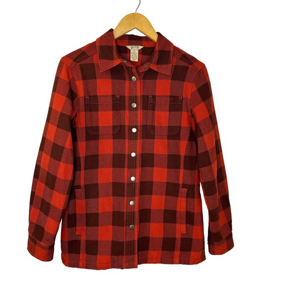 Duluth Trading Flapjack Shirt Flannel Jacket Jac Quilt Lined Snap Plaid Small - Picture 1 of 13